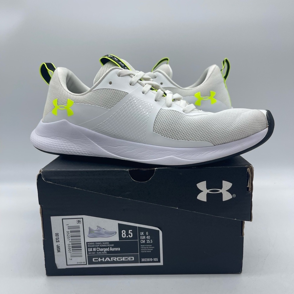 Under Armour Charged Aurora 3022619-105‎ Women's Size 8.5 Running Shoes White